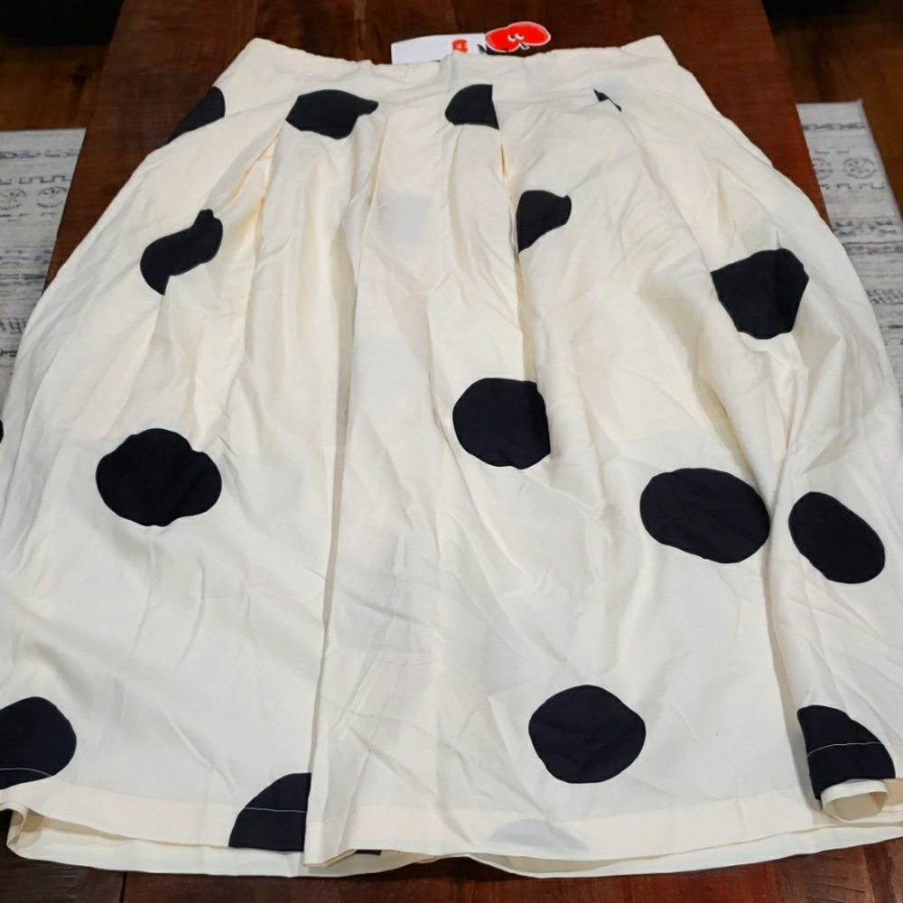 Cider NWT Polka Dot Skirt in Black and Cream